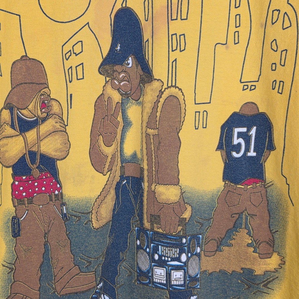 VTG TND Tornado Activewear Mens T Shirt XL Yellow Hip Hop Graphic 2000s Y2K Rare - Picture 4 of 16
